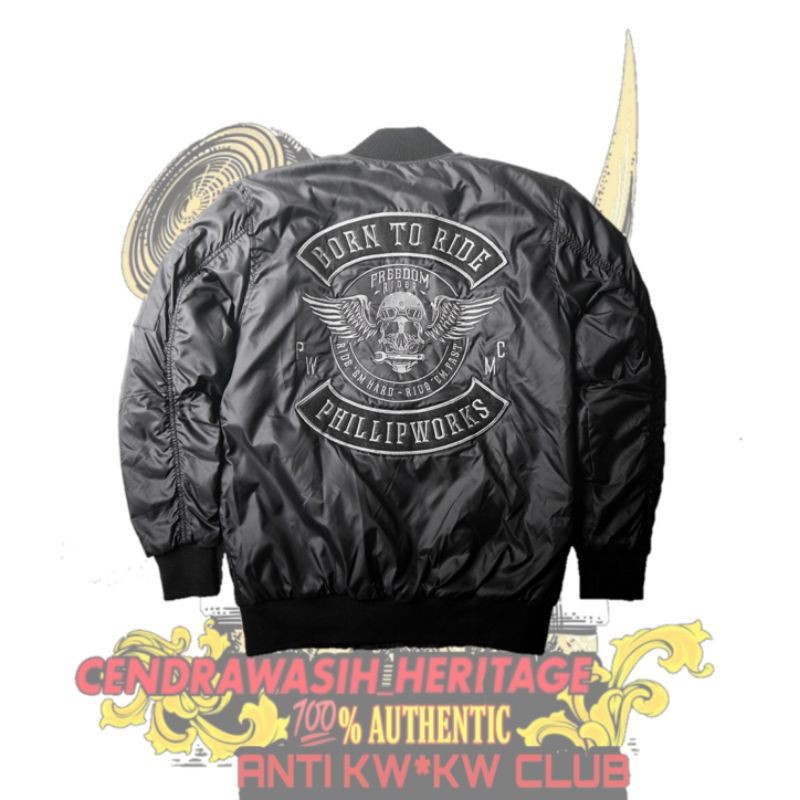 Phillip Works Born To Ride Bomber Jacket 100% Authentic