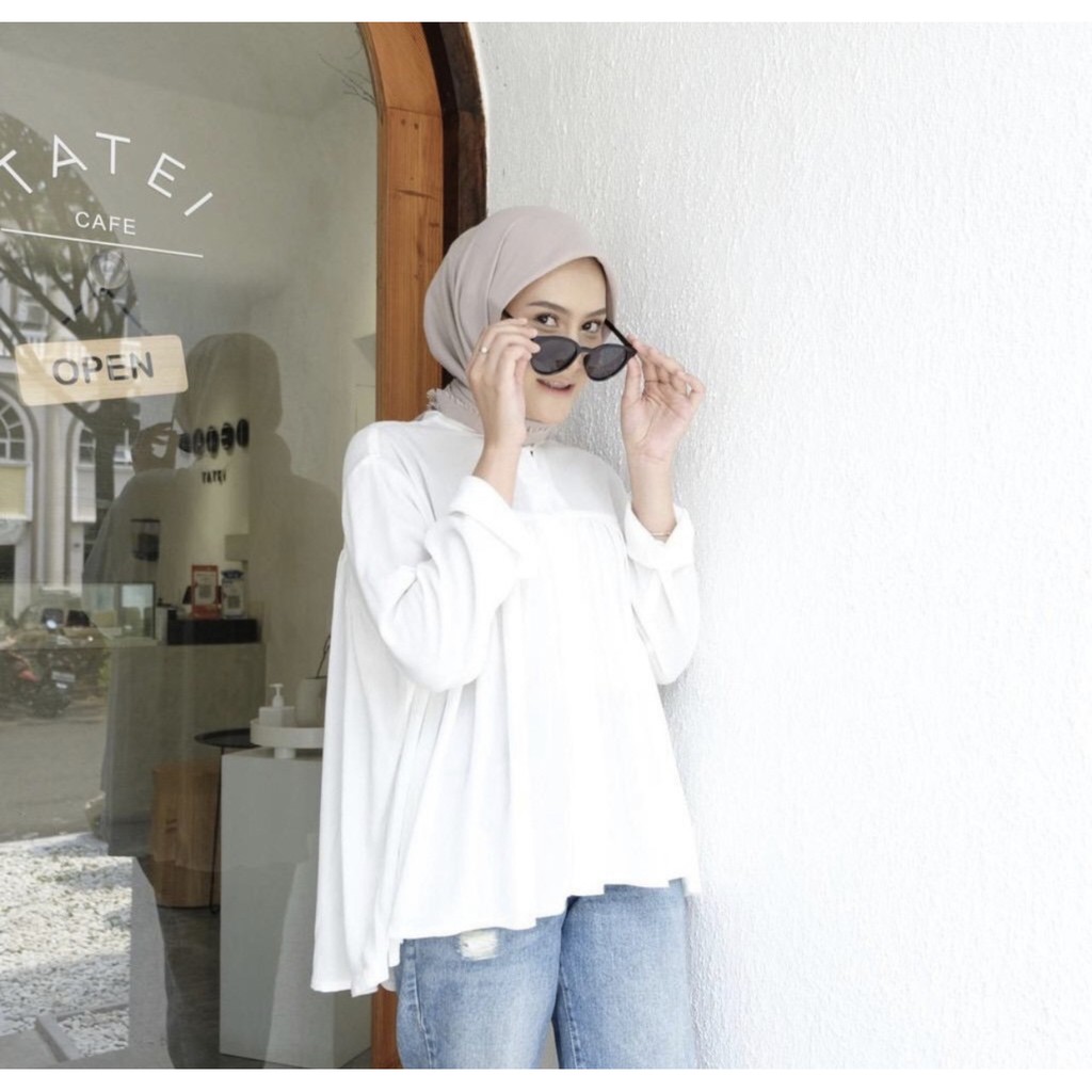 CRINCLE BLOUSE / BLOUSE RAYON-CRINCLE BLOUSE PUTIH