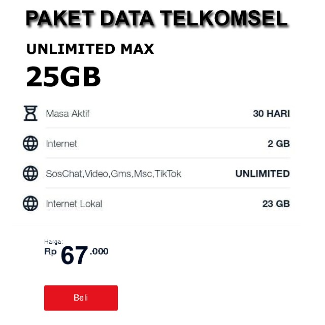 (PROMO) ISI ULANG KUOTA TELKOMSEL 25GB UNLIMITED