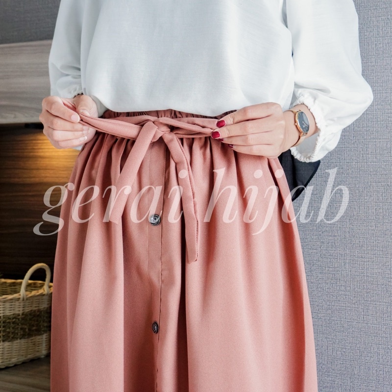 ROK KANCING BAWAHAN WANITA CRINKLE JUMBO PANJANG ADA TALI