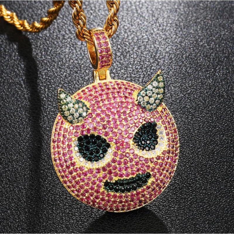 Kalung Liontin Iblis Kecil Bahan Zirkon Gaya hip-hop Eropa Dan Amerika Untuk Hadiah Ulang Tahun