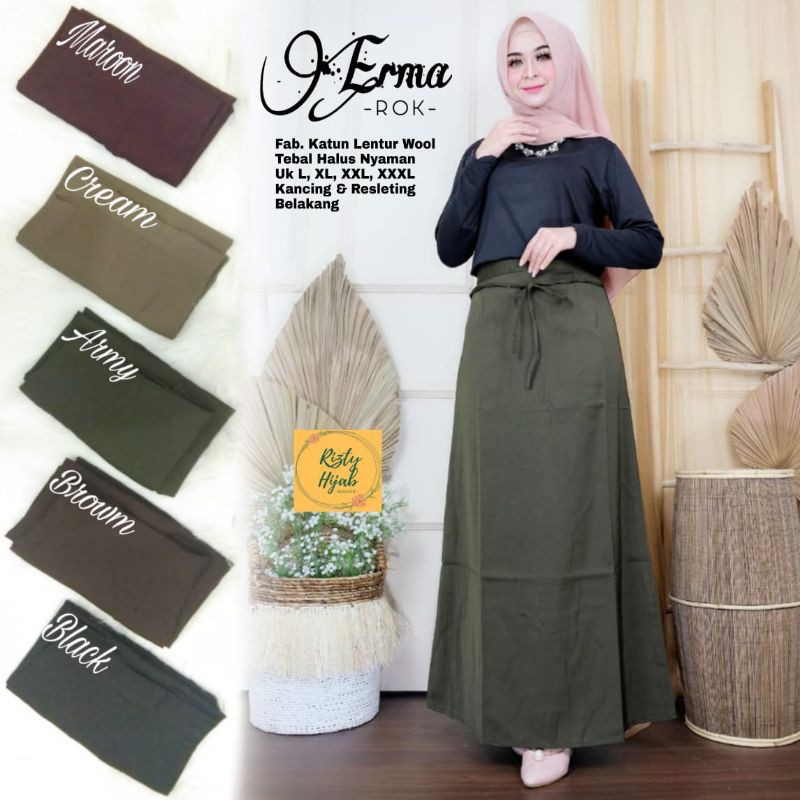 Rok model A.  bahan katun woll lentur