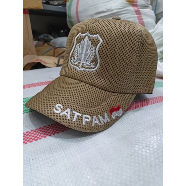 topi satpam cream topi satpam