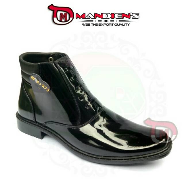 MANDIENS - Sepatu Boots Kulit Asli Medali BJ273 - Sepatu PDH POLKI Tinggi Kilap TNI POLRI SATPAM