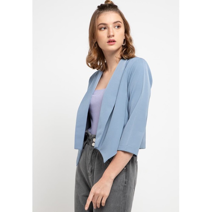 JAKET WANITA LLACES Clothing - Outer Wanita - LL Mini Blazer - Grey - M TERBARU JUMBO PARASUT KEKINI