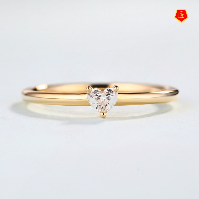 [Ready Stock]Simple Personality Heart-Shaped Diamond Ring