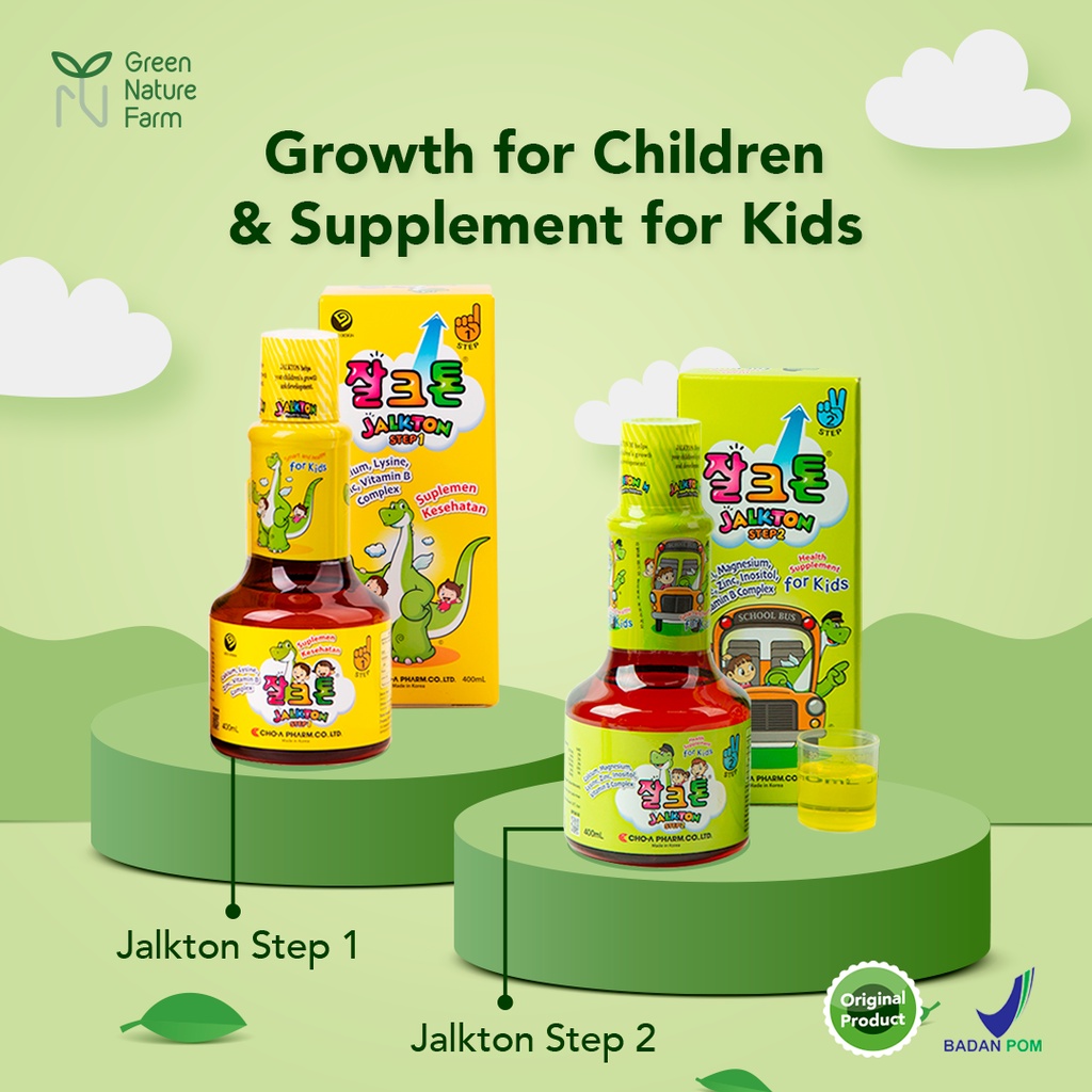 Jalkton - Suplemen Tumbuh kembang sirup anak rasa strawberry untuk usia 1- 7 tahun | STEP 1 dan 7 Tahun keatas/STEP 2 - 100ML