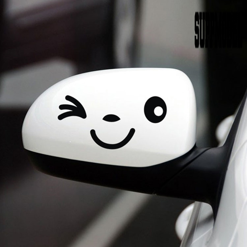 2pcs Y-111 Stiker Reflektif Motif Kartun Smile Tahan Air Untuk Kaca Spion Mobil