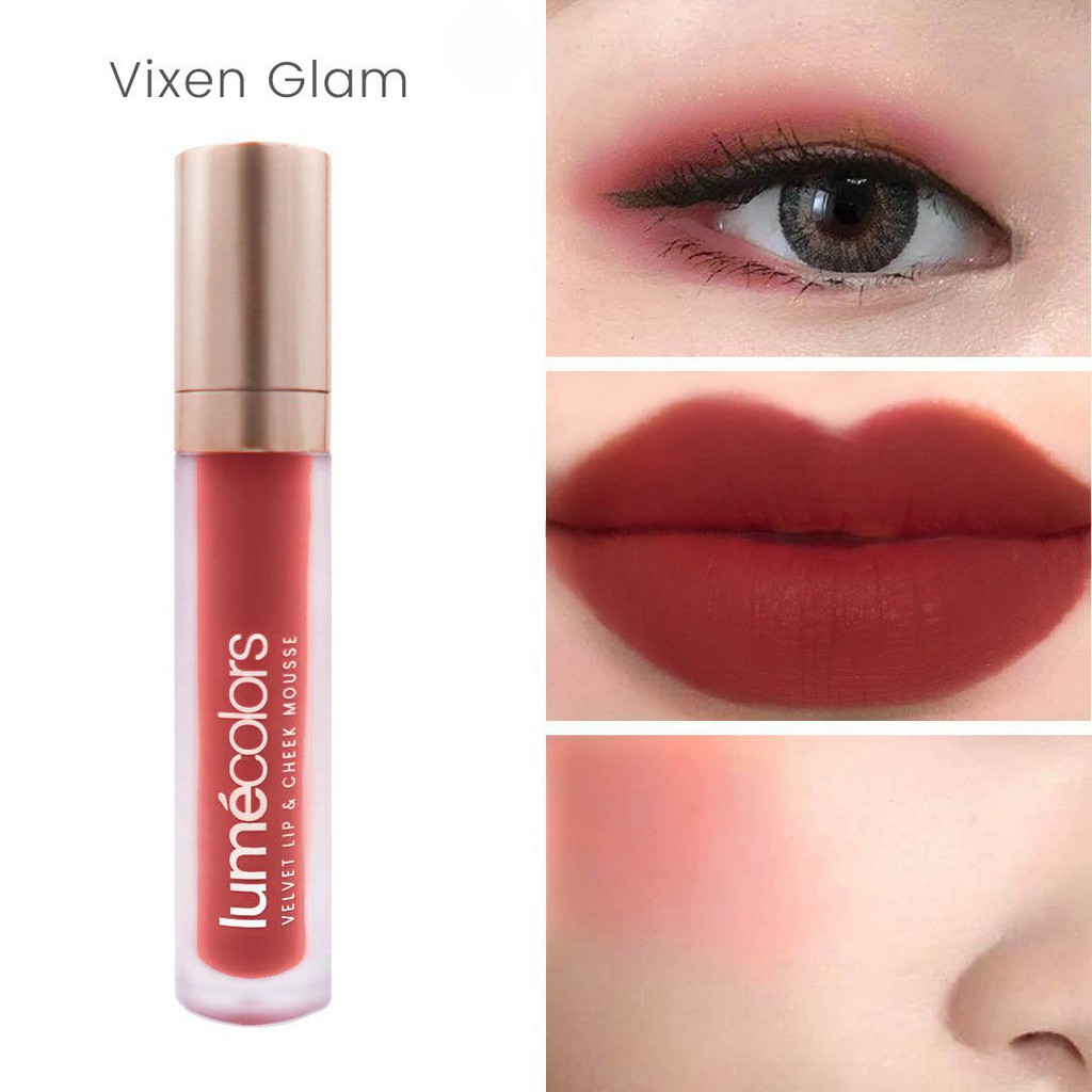 Lumecolors VIXEN GLAM VELVET LIP &amp; CHEEK MOUSSE 3 IN 1 by CHRISTINA LIE BPOM HALAL lipstick