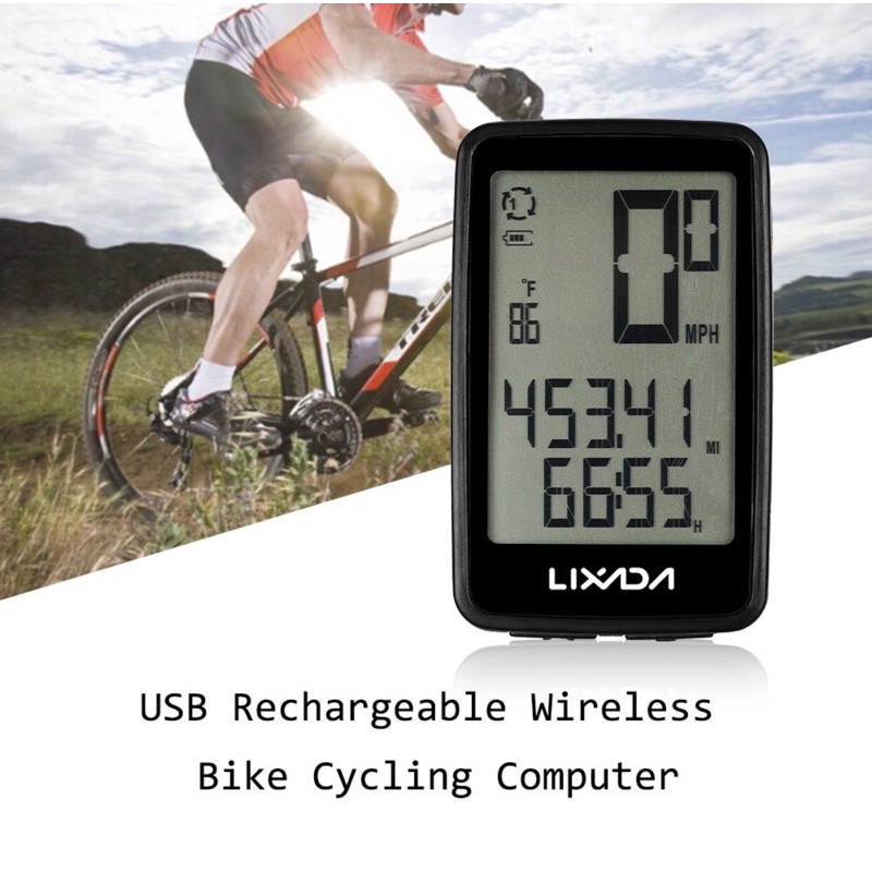 Speedometer Lixada Wireless Usb Rechargeable Barfly Include Baterai