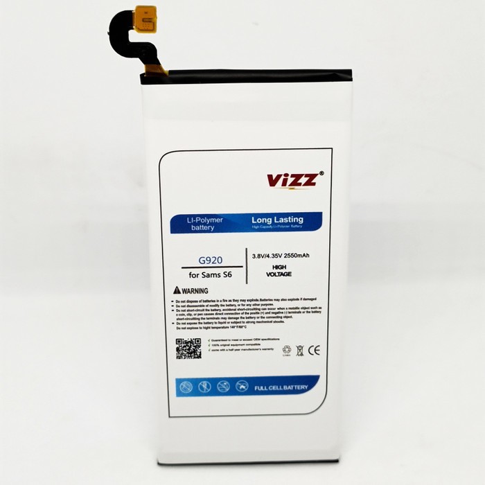 Vizz Double Power Battery Batre Baterai Vizz Samsung Galaxy S6 G920 EB-BG920ABE S6 Flat