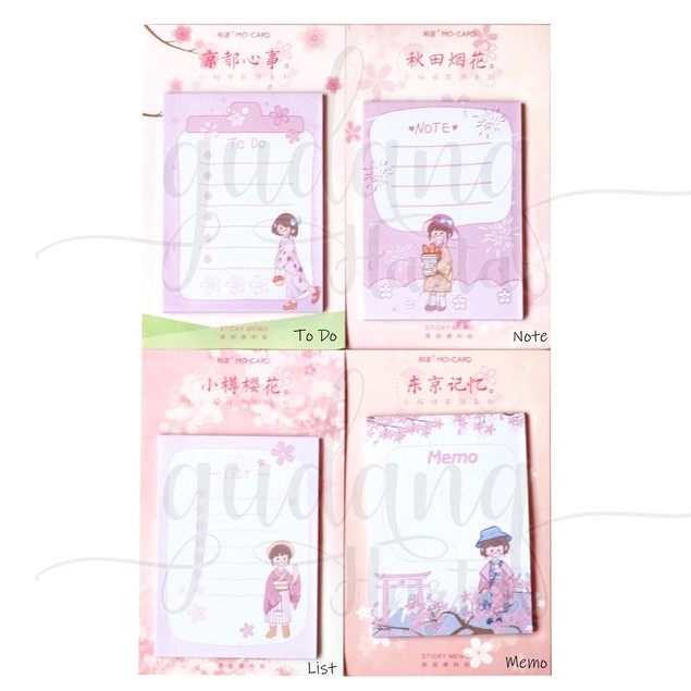 Sticky Notes Japan Sakura Time Memo Lucu DIY Scrapbook GH 301368