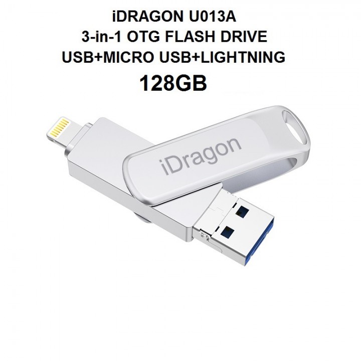 110 iDRAGON U013A - 3-in-1 Mini USB OTG Flashdrive 128GB Capacity