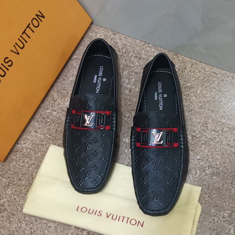 terima cod sepatu slip on lv mirror loafer shoes kasual