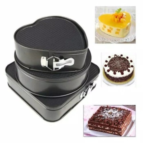 Cetakan Kue Love 3 Pcs Shape Cake Mould / Loyang Bentuk Persegi Bulat