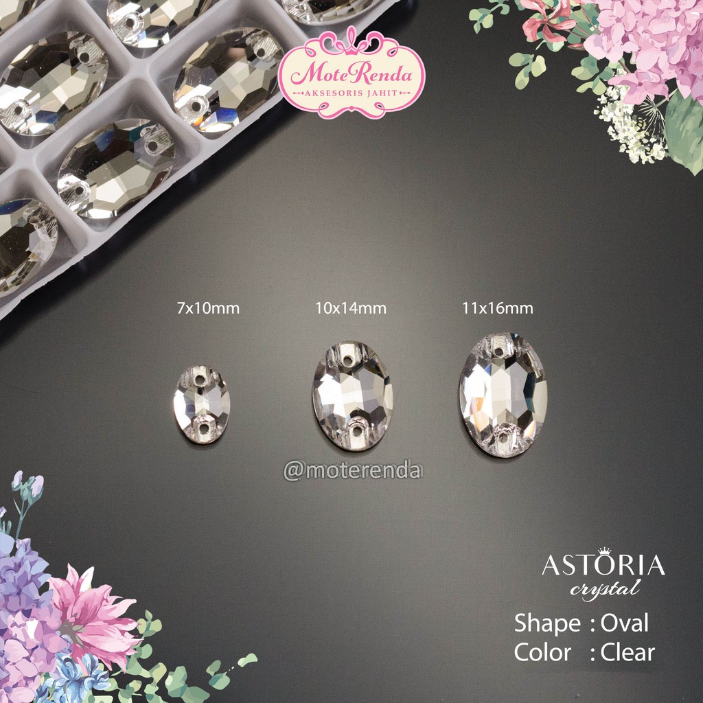 Astoria kristal jahit kaca bentuk oval kode 3OAA/C