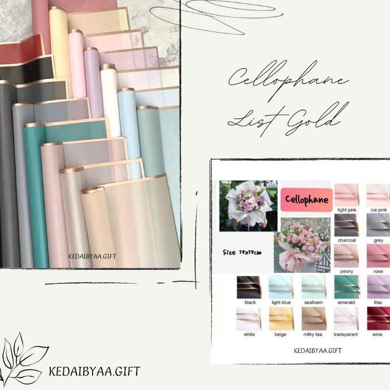 

Kertas Cellophene List Gold/Cellophene Buket