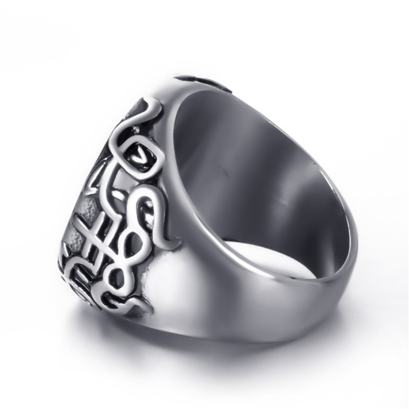 Cincin Pentagram Bahan Stainless Steel Ukuran 7-14 Untuk Pria