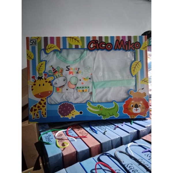 Baju set bayi kotak / Baju set cico mico