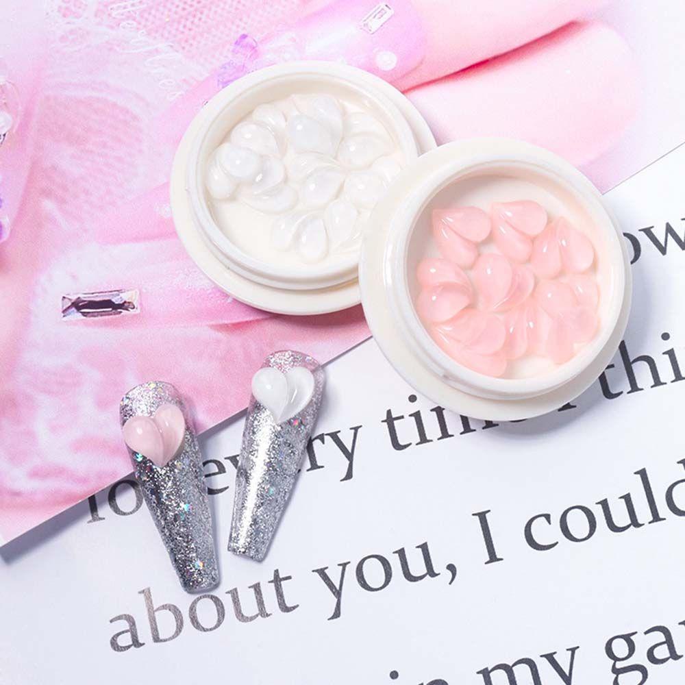 AUGUSTINA Agustina Perhiasan Kuku Berbentuk Hati Gaya Jepang Permen Warna Bengkok Aurora Symphony Peach Heart DIY Nail Art Ornamen