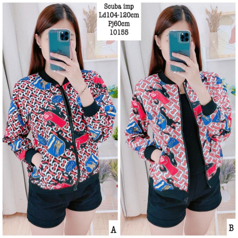 geser motif lain bomber jaket wanita mickey