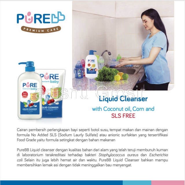 Pure Baby Laundry Liquid Cleanser Sabun Cuci Botol Buah Sayur Reffil