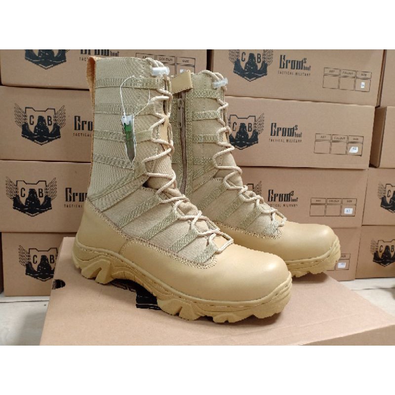 sepatu PDL crow'sboot gurun kulit cream, sepatu PNS