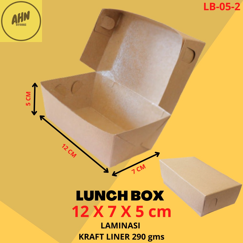 

KARDUS DUS LUNCH BOX SNACK KENTANG KUE ROTI / KOTAK LUNCH BOX NASI MIE BUBUR AYAM 12x7x5 CM LAMINASI