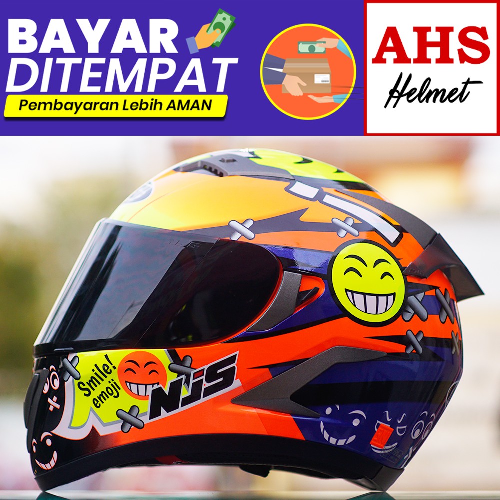 TOP NJS Shadow Motif Smile N-808 Original Helm Njs Shadow Smile