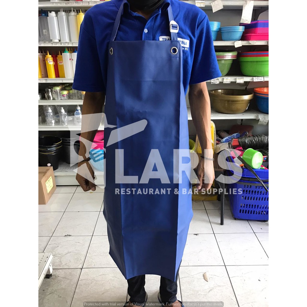 Apron Celemek Masak Bahan PVC Anti Air Polos Tanpa Gambar