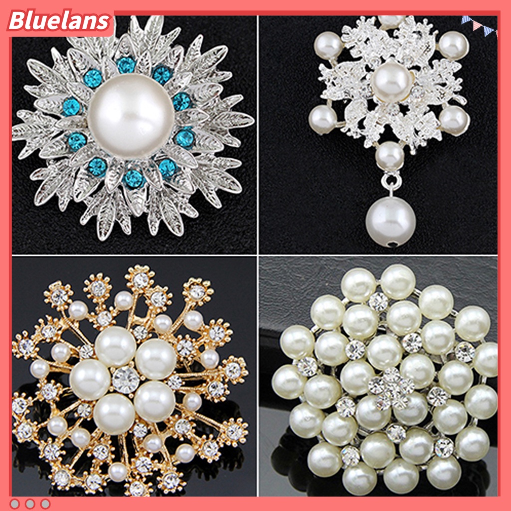 Bluelans Breastpin Elegant Easy Matching Alloy Flower Faux Pearls Women Brooch Pin