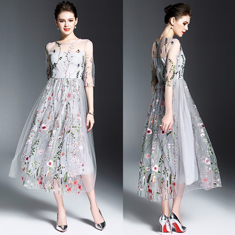  Gaun Wanita  Lengan Fashion Wanita  Long Dress Evening 