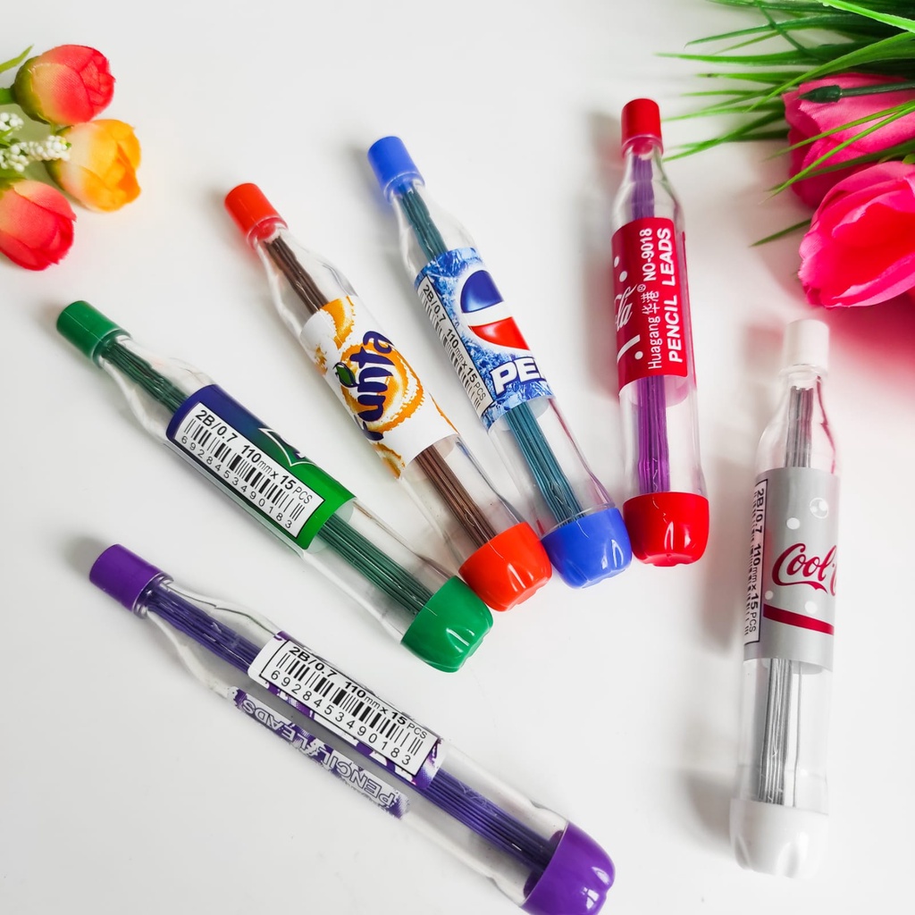 

ISI PENSIL MEKANIK SOF DRINK KOLA WARNA WARNI REFILL PENCIL CETEK MINUMAN LUCU SODA