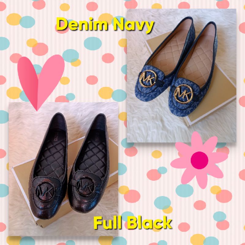 Sepatu Michael Kors MK Lillie Denim/ Navy Sz.7 & Leather Black Sz.7
