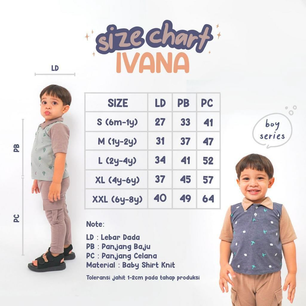 TOBELI KIDS IVANA SET MOTIF SETELAN BAJU ANAK PEREMPUAN SETELAN BAJU ANAK LAKI-LAKI SETELAN BAJU COUPLE ANAK 6 BULAN - 8 TAHUN