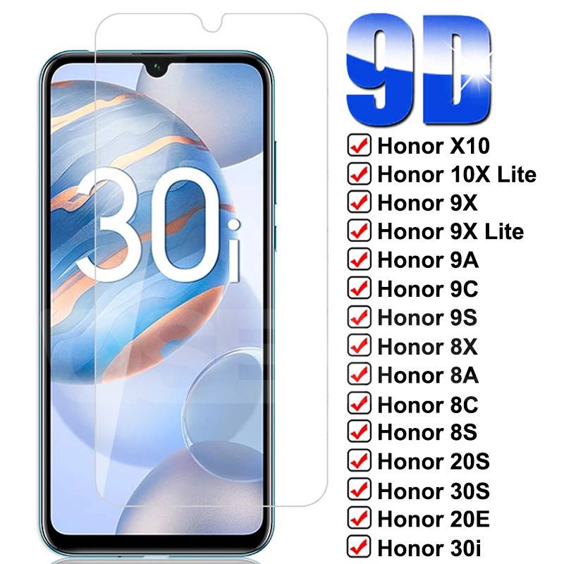 9D Protective Glass on For Huawei Honor 10X 9X Lite X10 9A 9C 9S 8X 8A 8C 8S 20S 30S 20E 30i 20i Tempered Screen Protector Glass