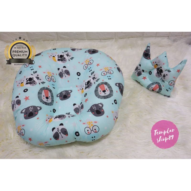 sofa bayi atau baby launcer free tas mika dan bantal mahkota motip baby blue