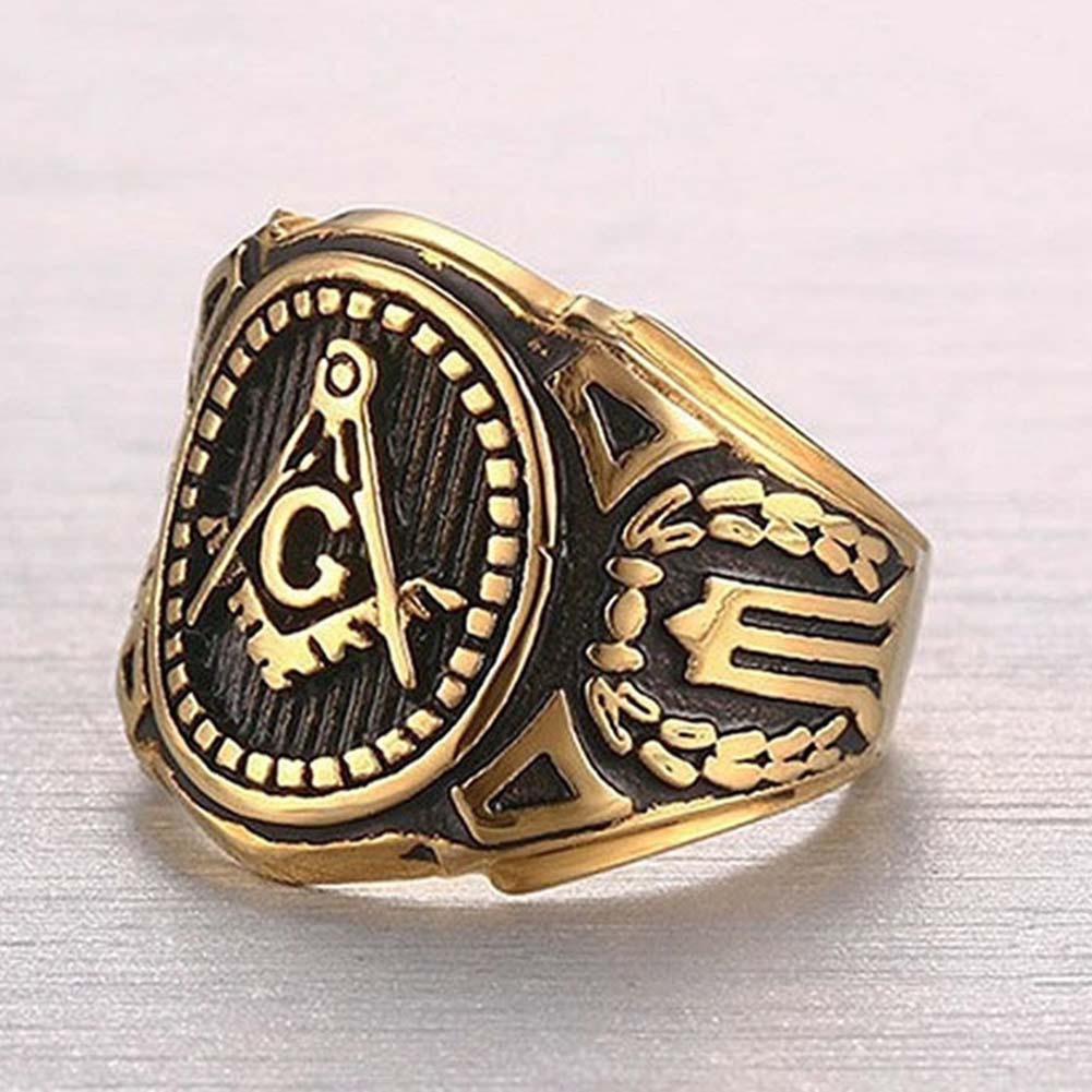 Hu Hu Hu Hu Hu Alat Bantu Pasang Kacamata♡ Cincin Pria Bahan Alloy Desain Simbol Freemason Gaya Vintagepunk Untuk Hadiah