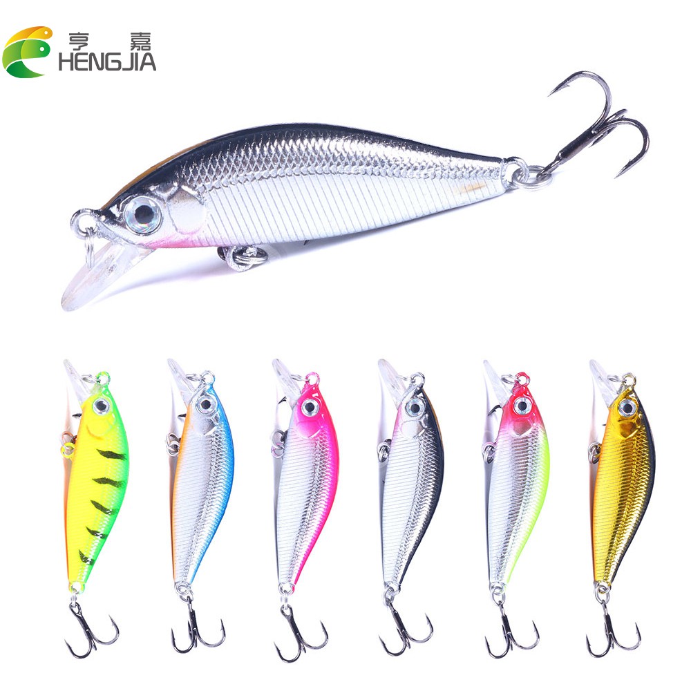 HENGJIA 1Pcs NEW Sinking Minnow Umpan Pancing 50mm 3g Fishing Bait 3D Eyes Swimbait Fishing Lure