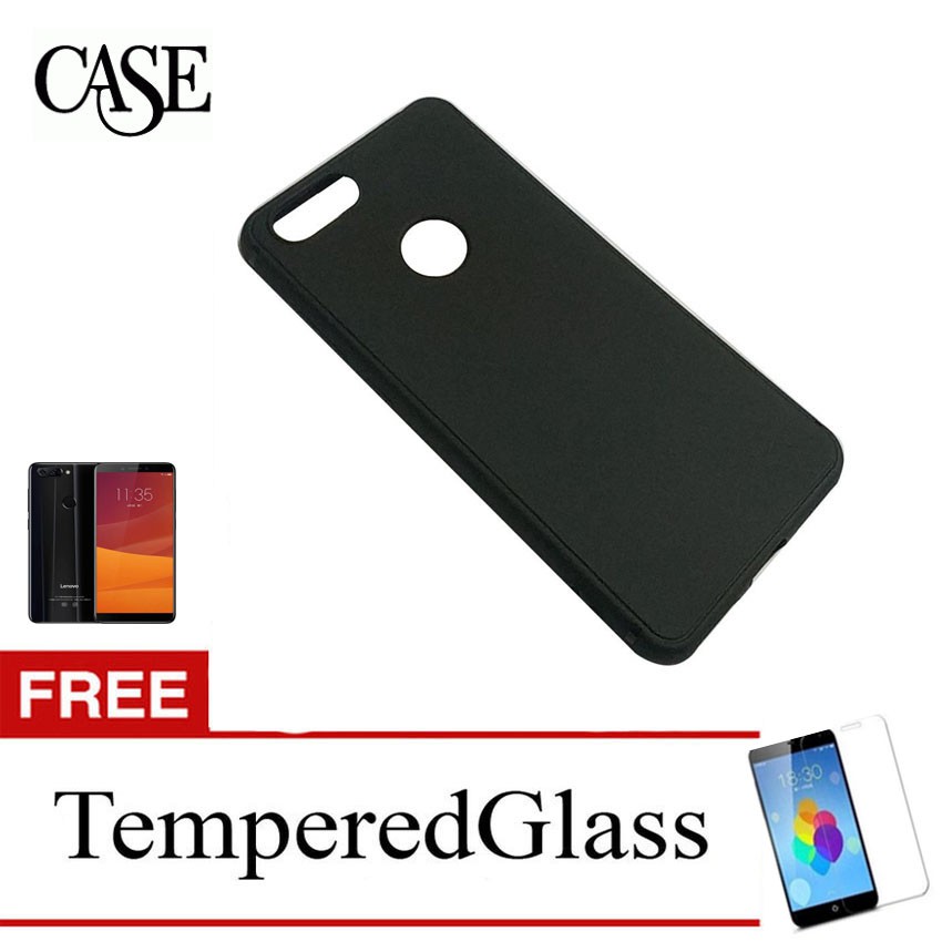 Case for Lenovo K5 2018 / K350T - 5.7 inch - Slim Soft Case - Hitam Solid - Gratis Tempered Glass
