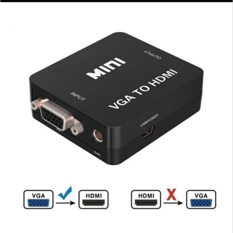 Konverter Aktif VGA ke HDMI Full HD converter adapter adaptor komputer laptop notebook proyektor decoder ps Bogor karaoke audio video HUB