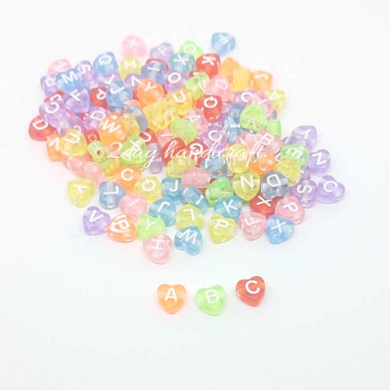 25gram Mankik pasir Huruf ALPABET motif Love bening - manik manik Pasir