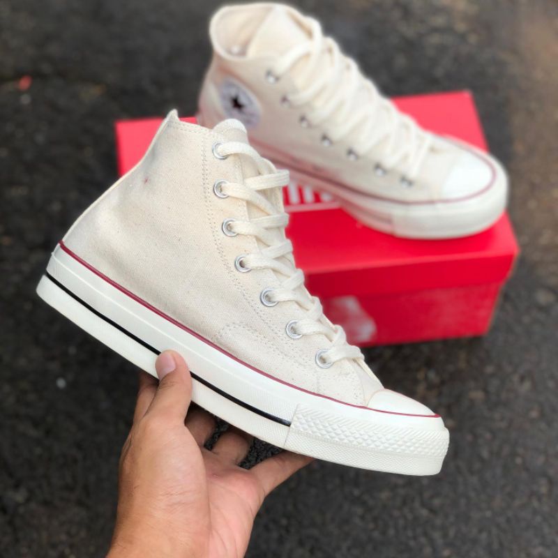 [BISA COD] SEPATU CONVERSE 70'S HIGH BEIGIE WHITE MILK  PREMIUM