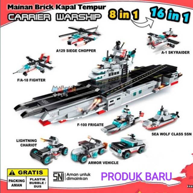 MAINAN BRICK LEGO QMAN KAPAL PERANG KENDARAAN TEMPUR CARRIER WARSHIP