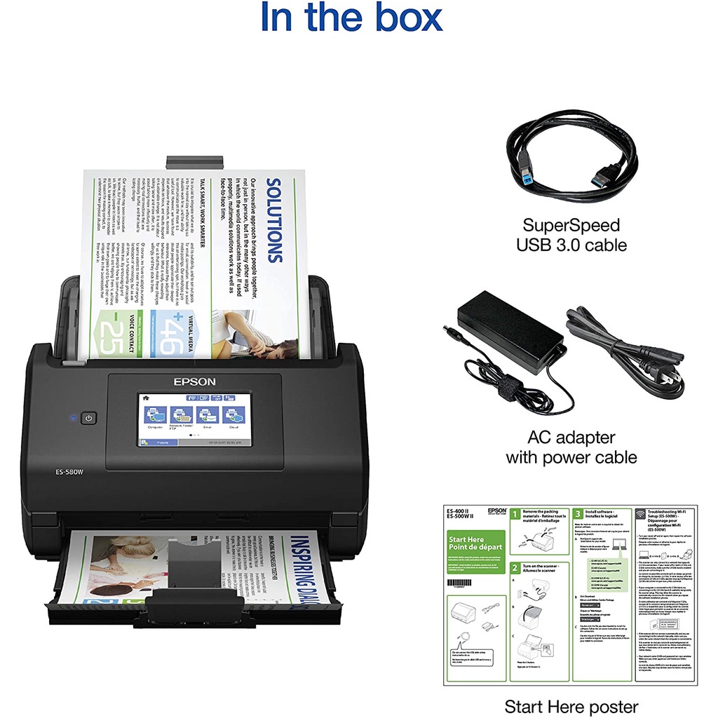 Scanner Epson ES-580W ES580 W Wi-Fi Duplex