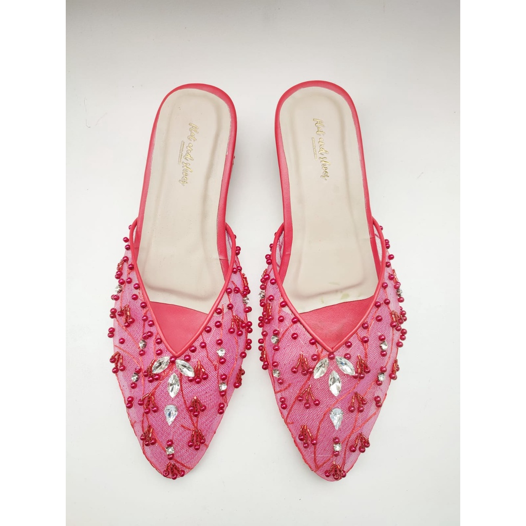 sepatu wedding wanita  elcy merah 3 cm