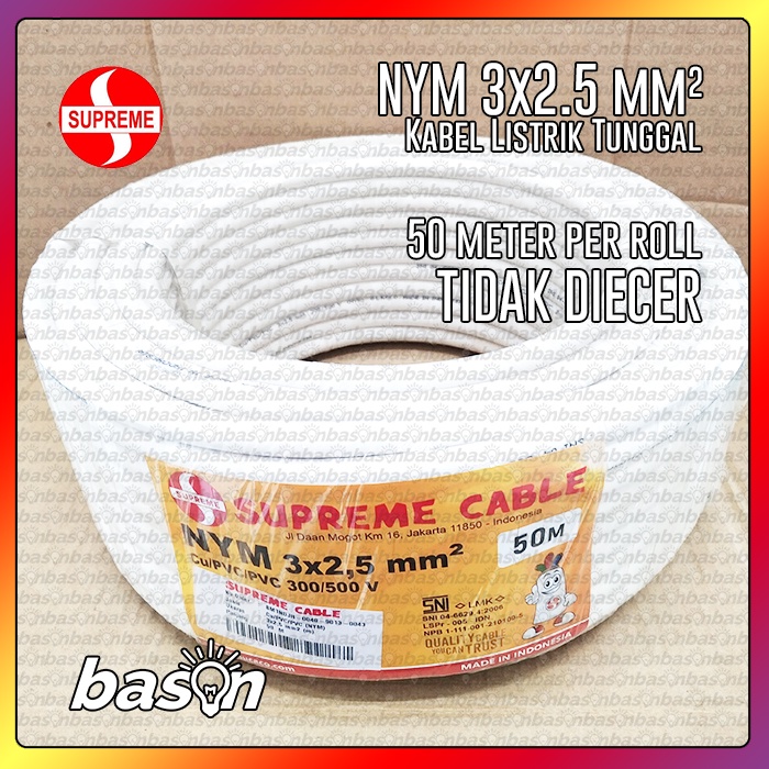 Supreme NYM 3x2.5 @ 50 meter - Kabel Listrik