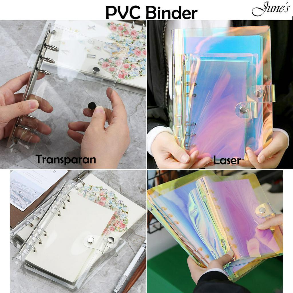 Binder Clear Transparent Binder A5/16/A7 Notebook Laser PVC Cover 6 Ring