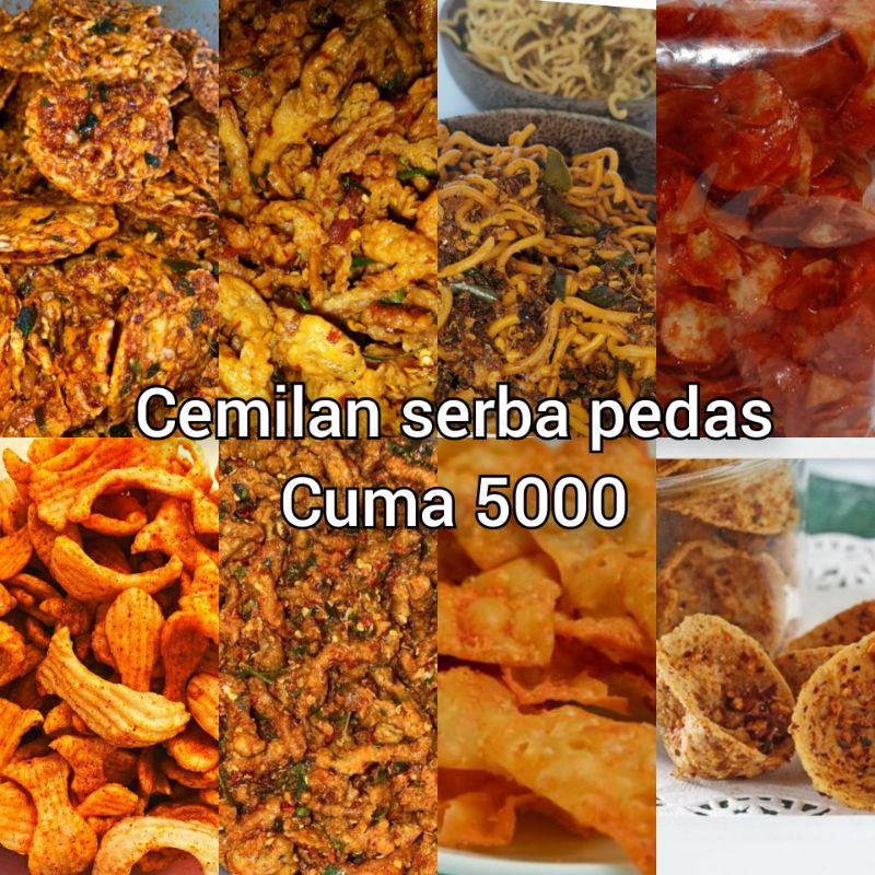 

cemilan pedas serba 5000/cemilan serba pedas/cemilan/kerupuk/keripik pedas daun jeruk