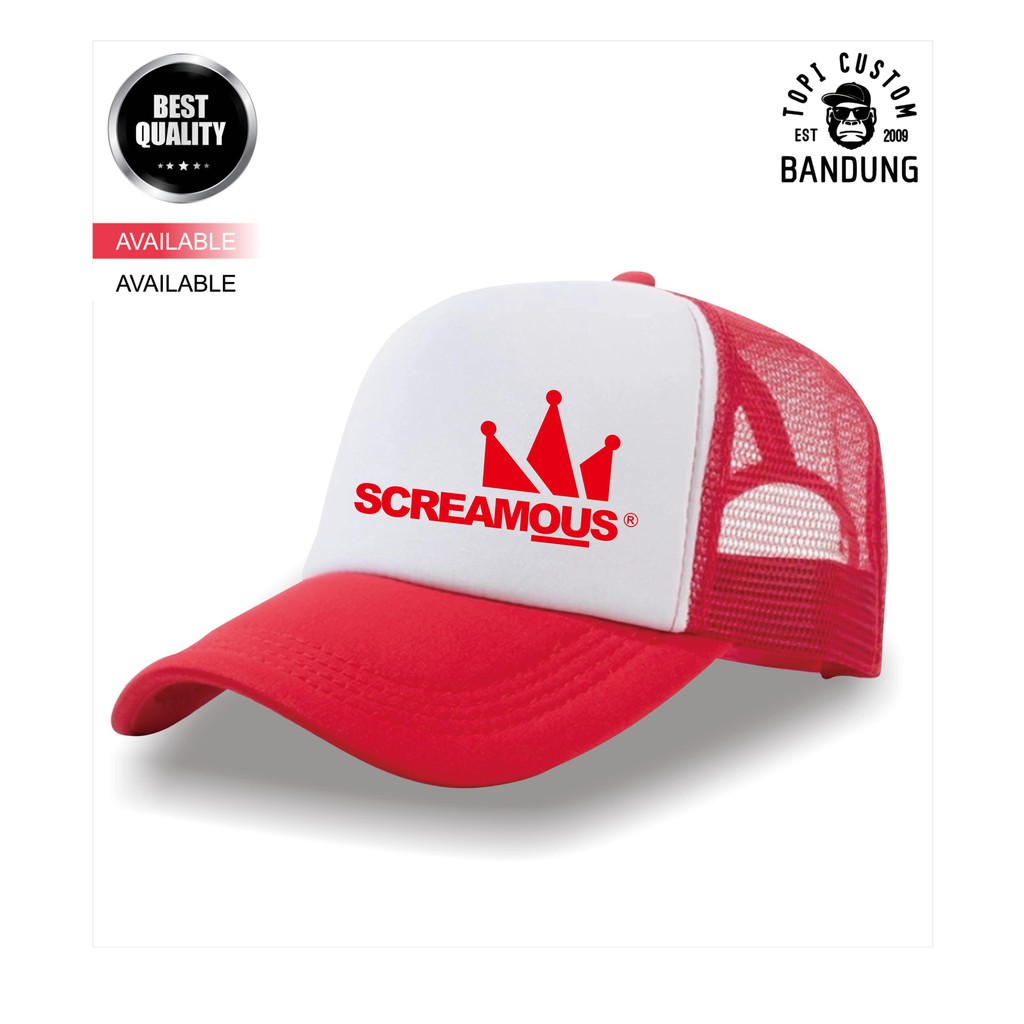 Topi Trucker SCREAMOUS Pria Wanita Topi Jaring Jala SCREAMOUS Trucker Cap Bisa Tulis Nama Bisa COD Gratis Masker Original High Premium Qualit